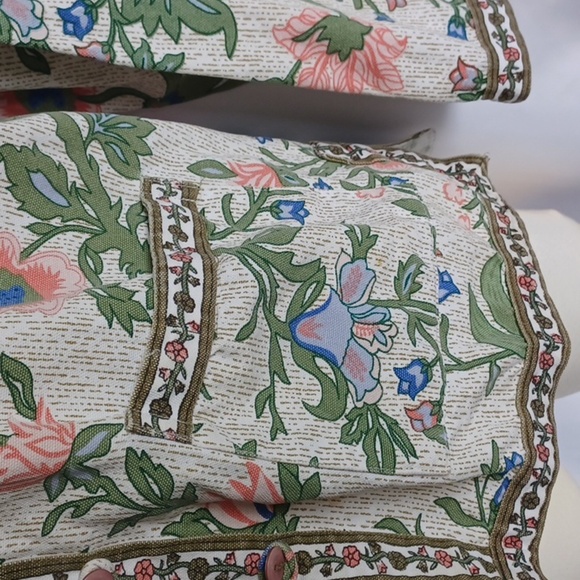 Tudor Court Blazer Floral Mandarin Collar Cotton Garden Asian Vintage, 20" PTP - Picture 3 of 9